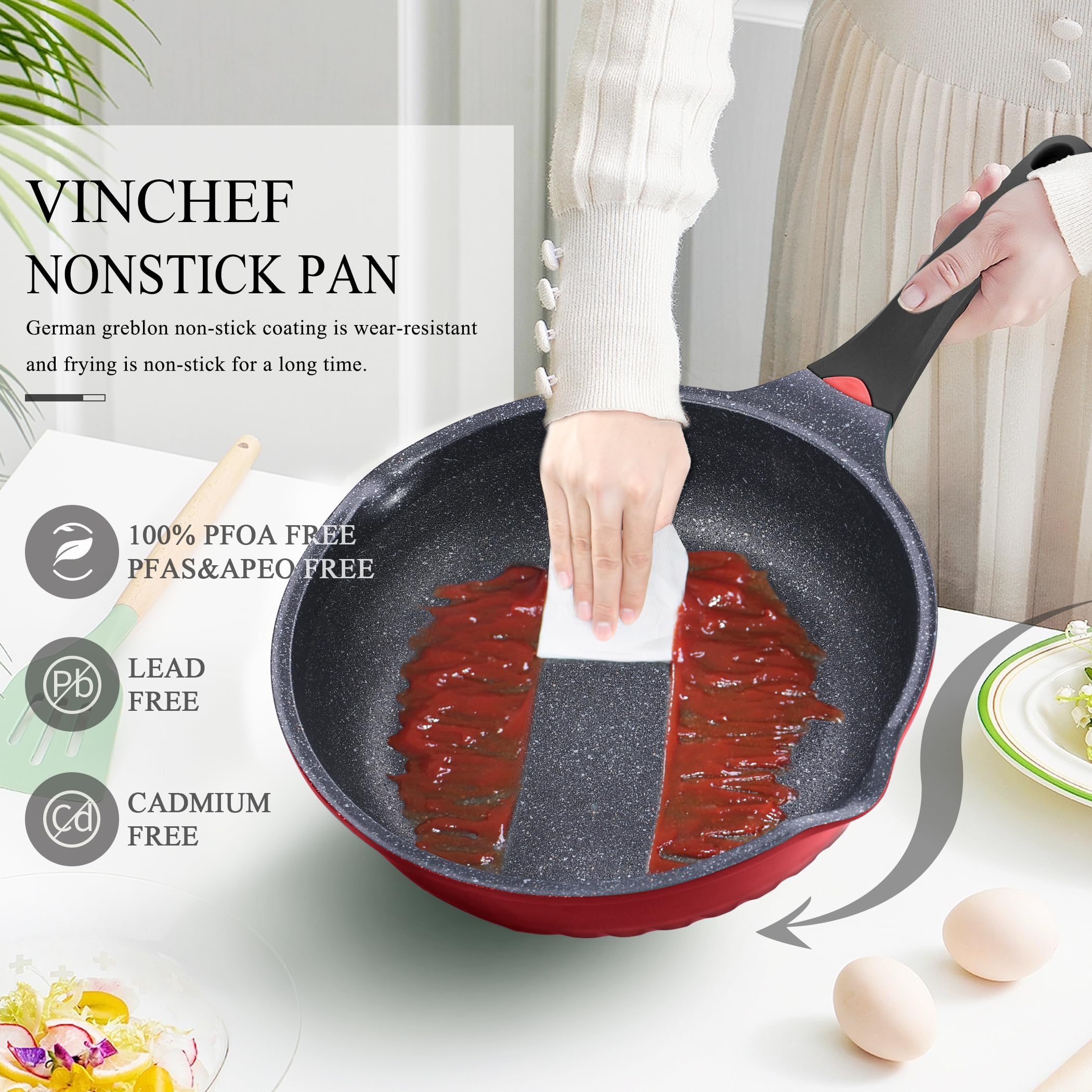 Vinchef base aluminio distribución de calor 11 pulgadas.