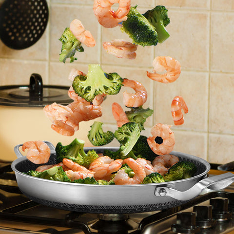 Vinchef paellera de 13 pulgadas con tapa para arroces y mariscos