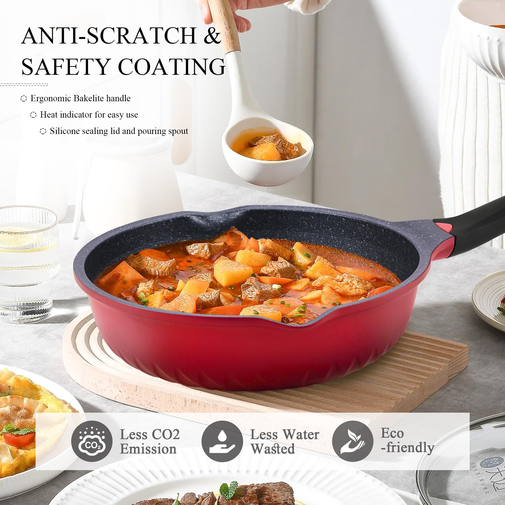 Vinchef sarten aluminio profesional 11 pulgadas con tapa.
