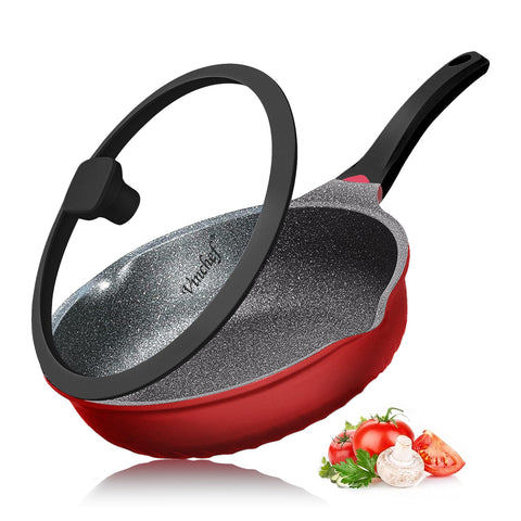 Vinchef sarten antiadherente de 11 pulgadas con tapa, desmolde fácil.