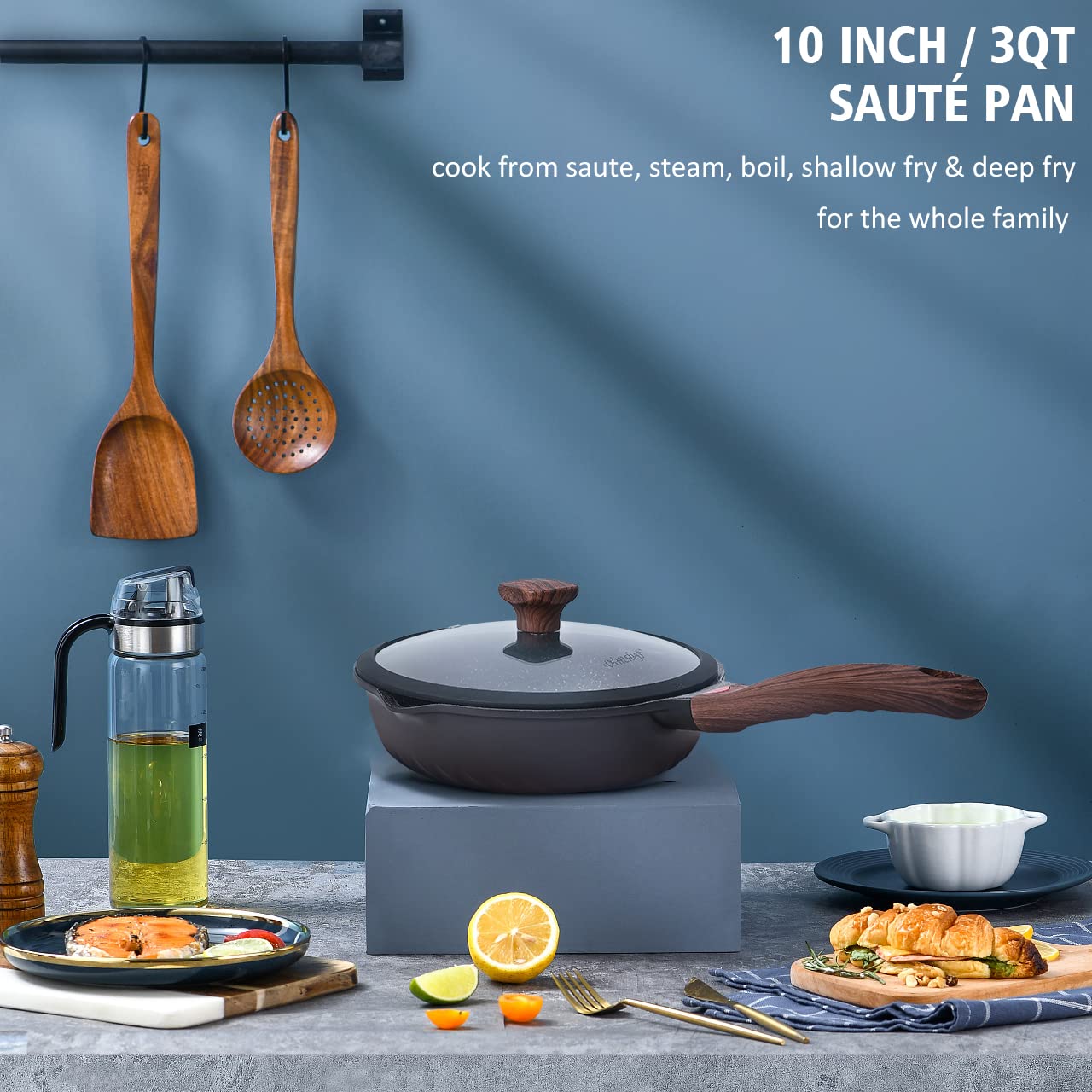 Vinchef sartén cerámica 3C+ para distribución uniforme del calor.