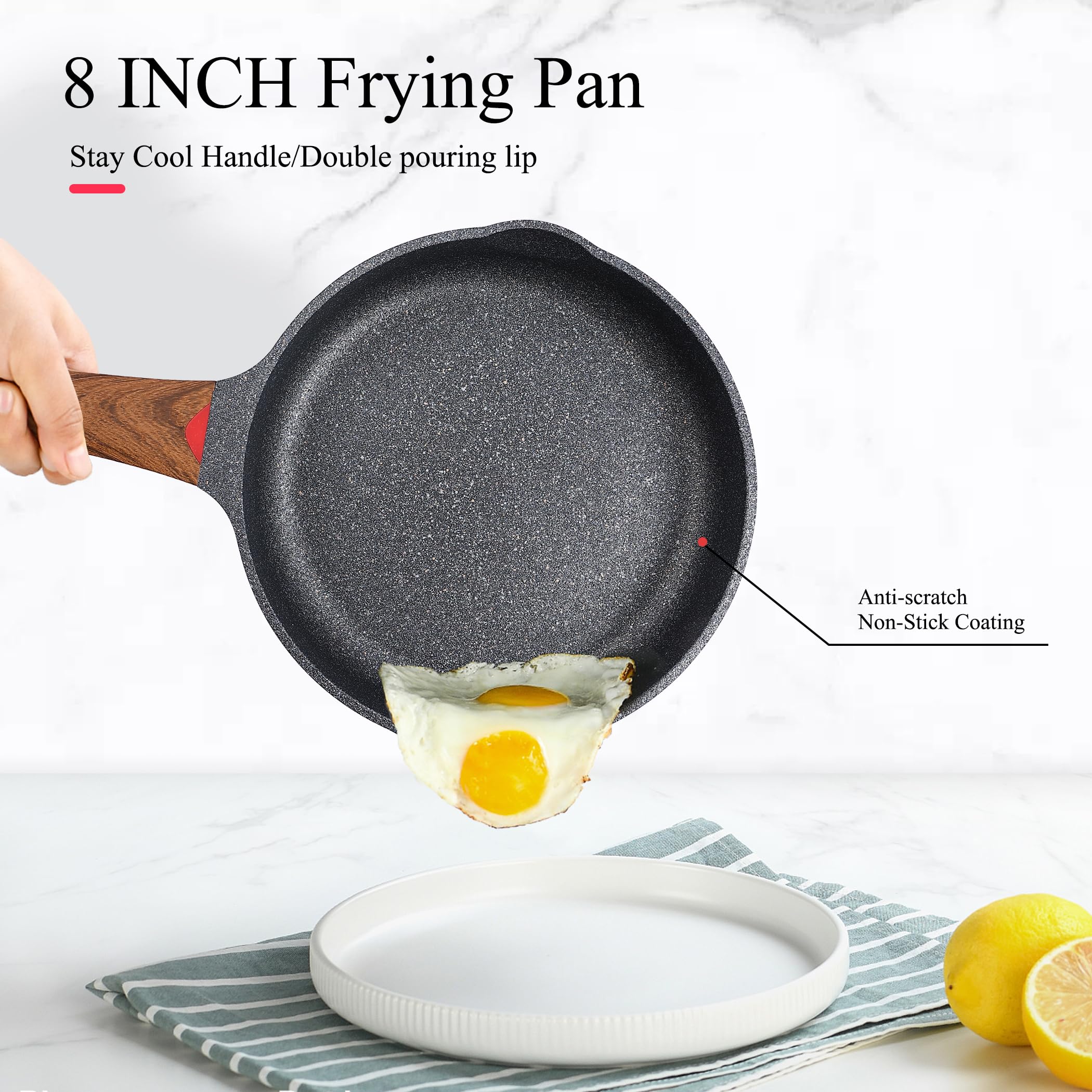 Vinchef Sartén con tapa de vidrio para controlar la cocción y vapor