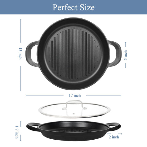 Vinchef sarten grill 13 pulgadas es apta para lavavajillas, simplificando la limpieza.