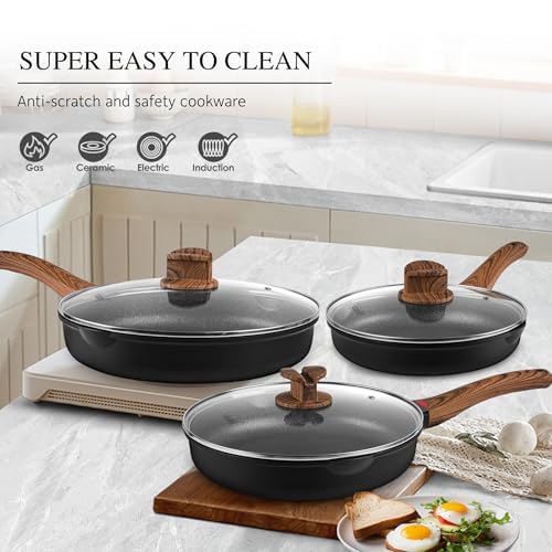 Vinchef sarten superficie antiadherente lisa, permite preparar huevos sin pegarse