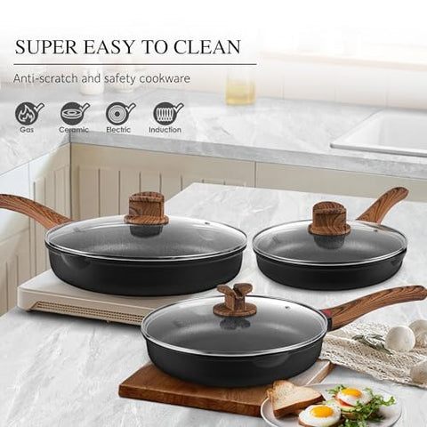Vinchef sarten superficie antiadherente lisa, permite preparar huevos sin pegarse