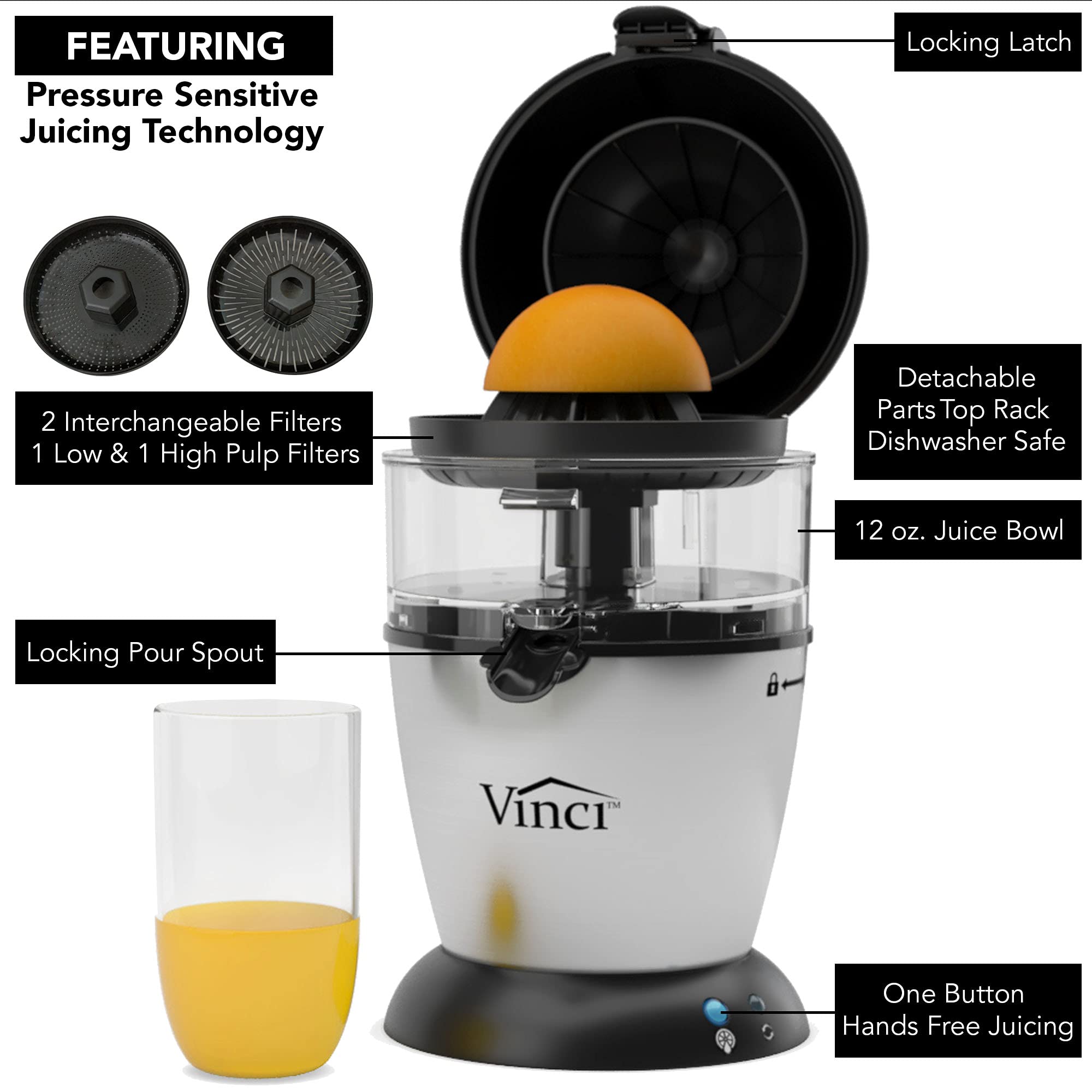 VINCI Exprimidor cítrico para bebidas y recetas rápidas