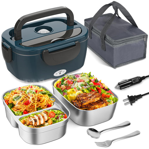 Vingud lonchera eléctrica con dos contenedores para comidas separadas.