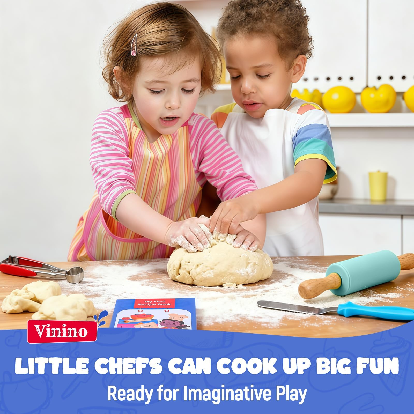 Vinino conjunto cuchara para galletas para niños, porciones constantes y juego creativo