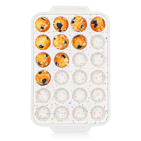 Vinino molde mini muffins de silicona, desmolde fácil y forma uniforme en cada cavidad.