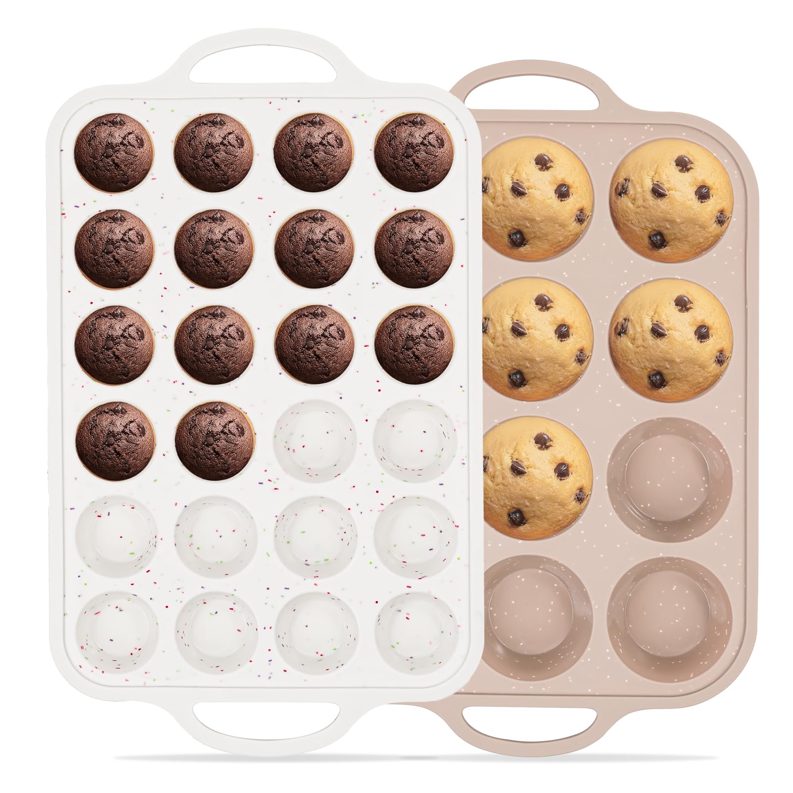 Vinino molde muffin silicona 12 cupos con borde metálico para mayor control.