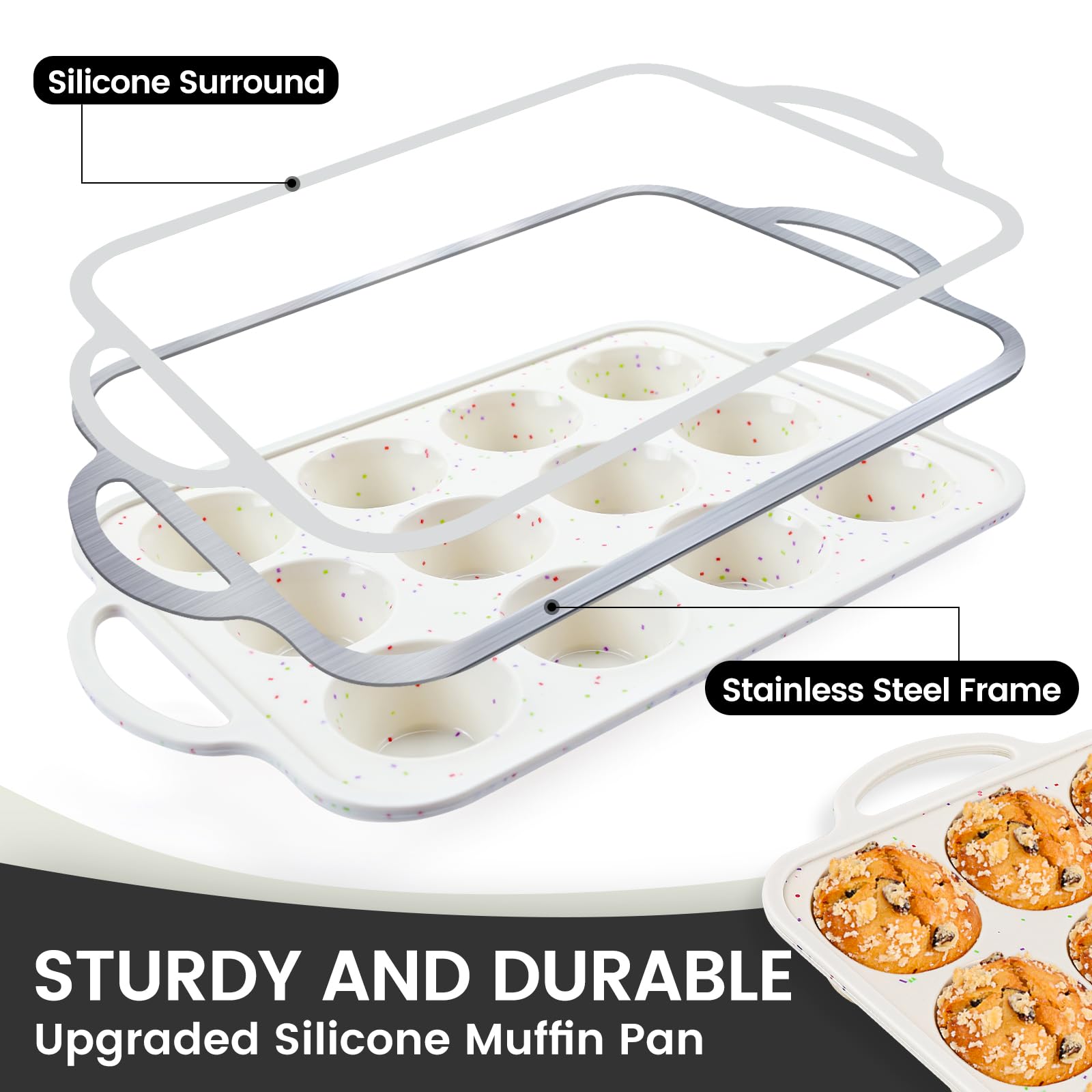 Vinino molde silicona 6 tazas jumbo para porciones grandes y rapidas.