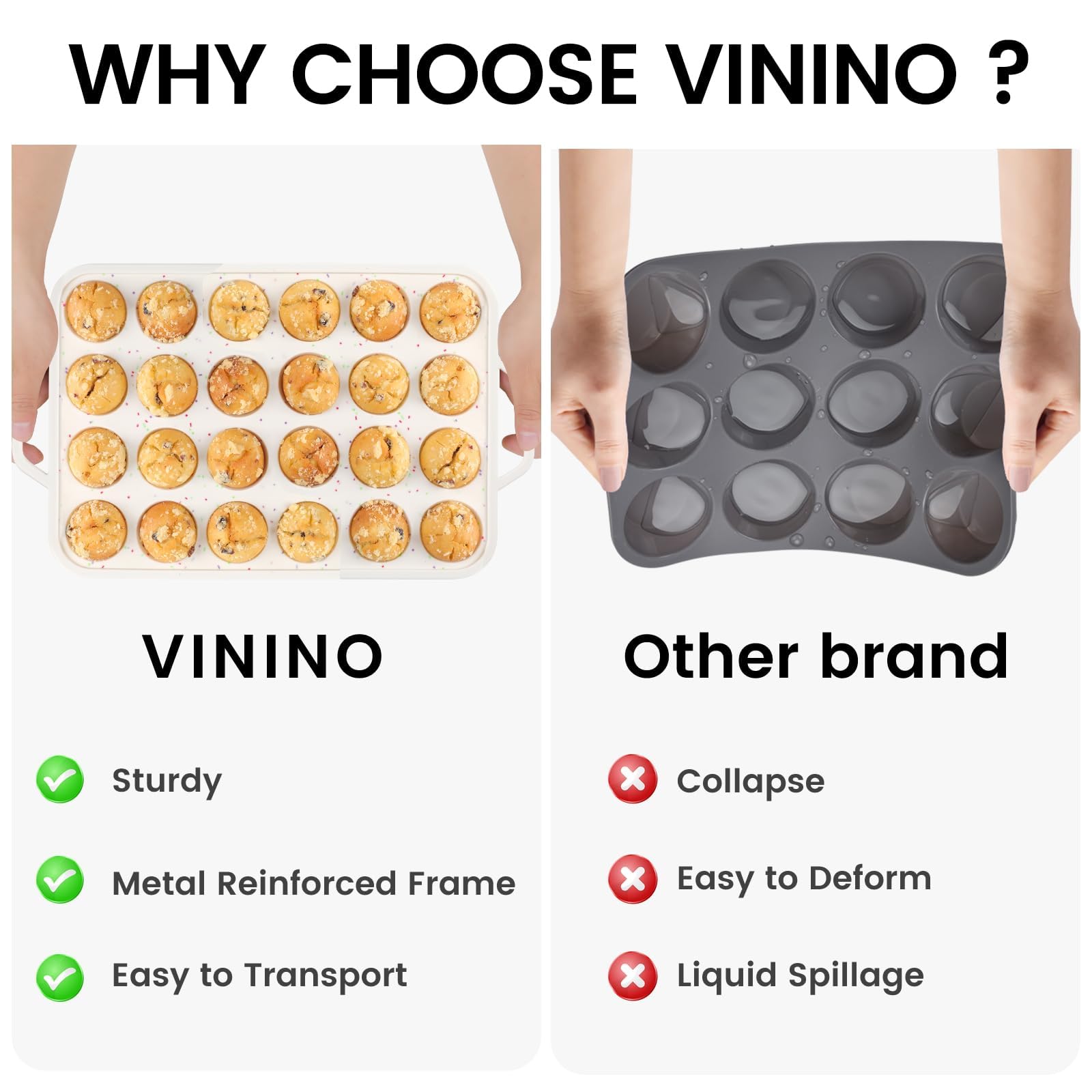Vinino silicona apta para horno y lavavajillas mantiene forma.