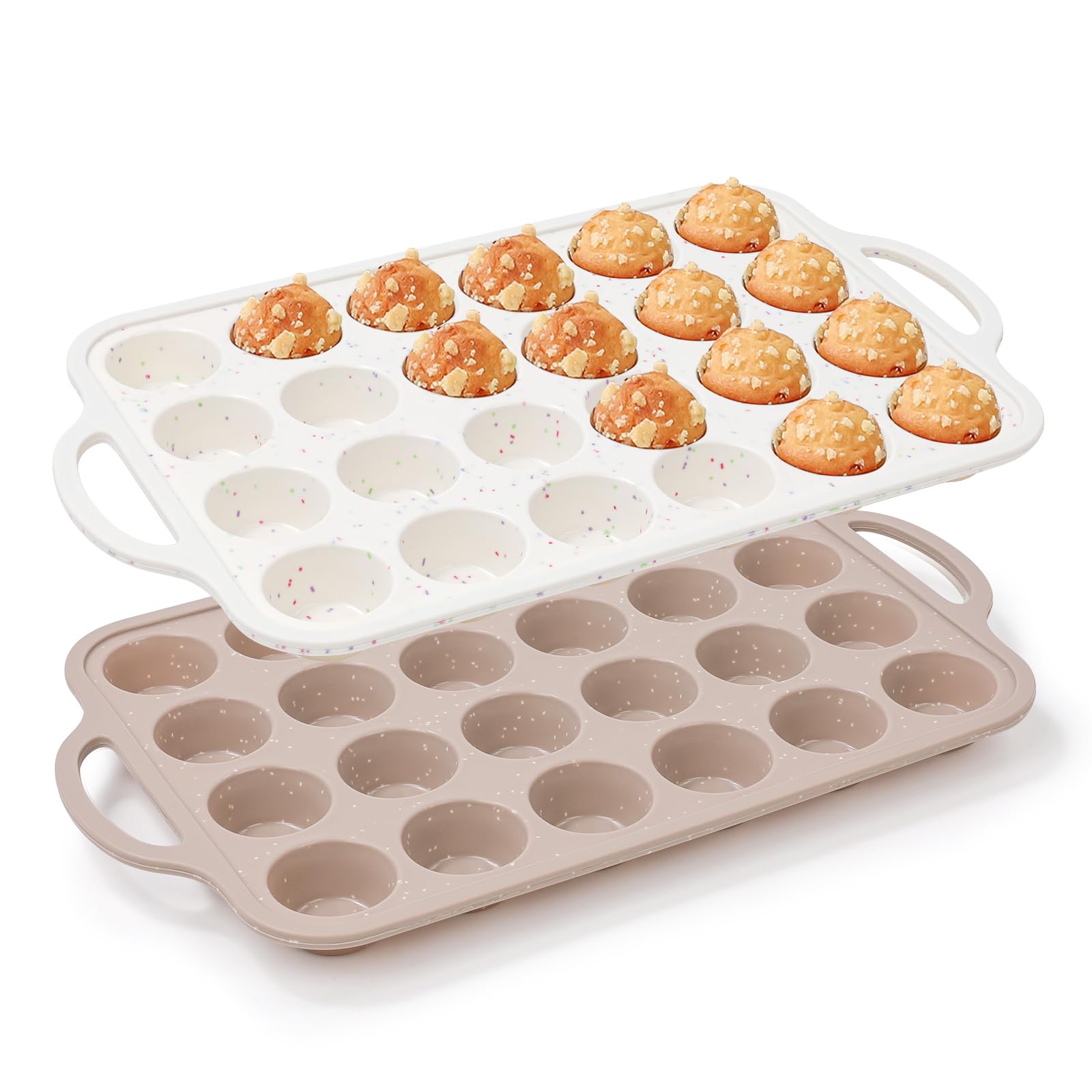 Vinino moldes mini silicona 24 cupos, desmolde rapido para muffins