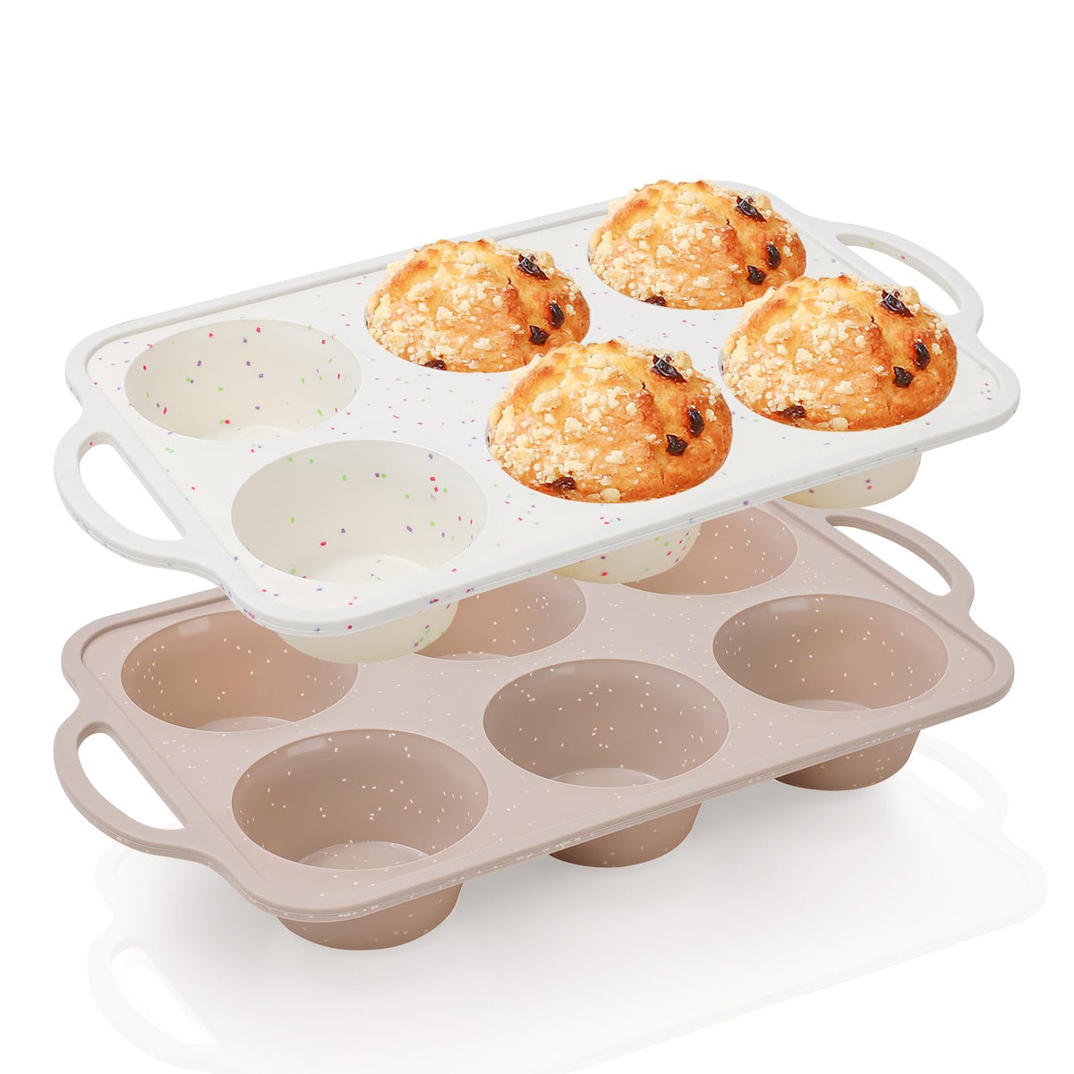 Vinino moldes silicona muffins 6 cavidades, desmolde rápido y horneado uniforme.