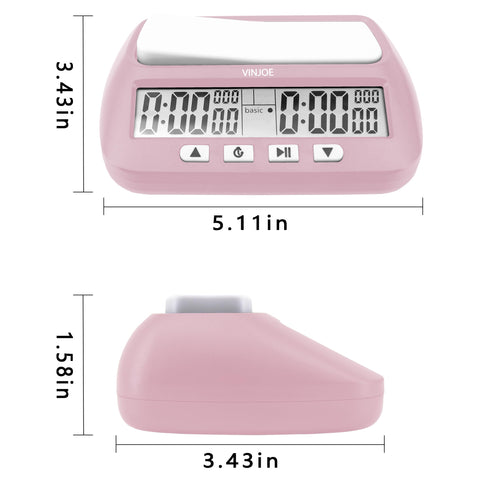 VINJOE reloj-ajedrez-digital-funciones-basicas-bonificacion ofrece control del tiempo para torneos caseros.