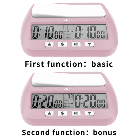 VINJOE reloj-ajedrez-digital-funciones-retraso-tiempo permite compensar tiempos y mantener ritmo.