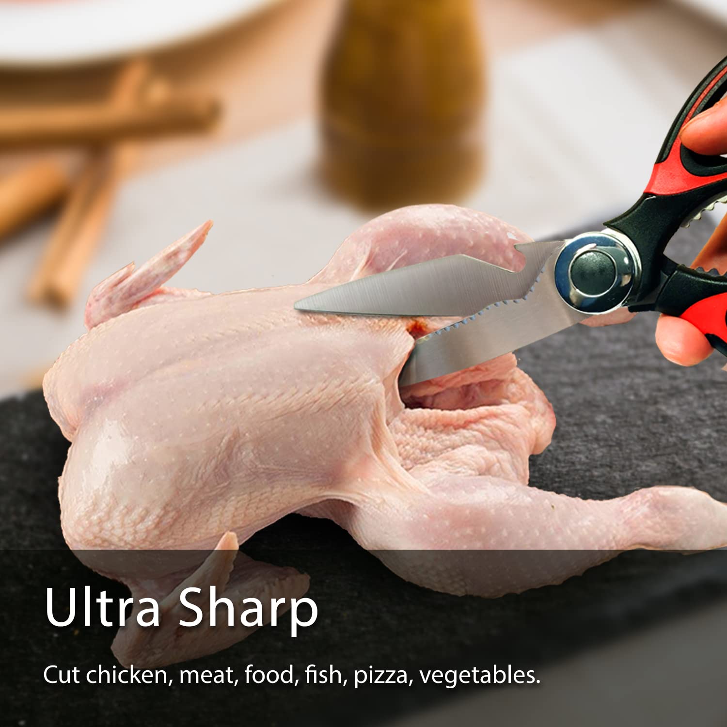 Hojas de acero inoxidable VINKELON afiladas para cortar carnes y verduras.