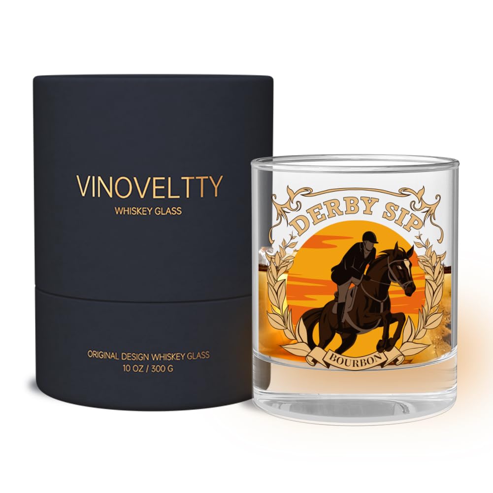 Vinoveltty copa whisky caballo jinete en carrera, ideal para disfrutar un whisky
