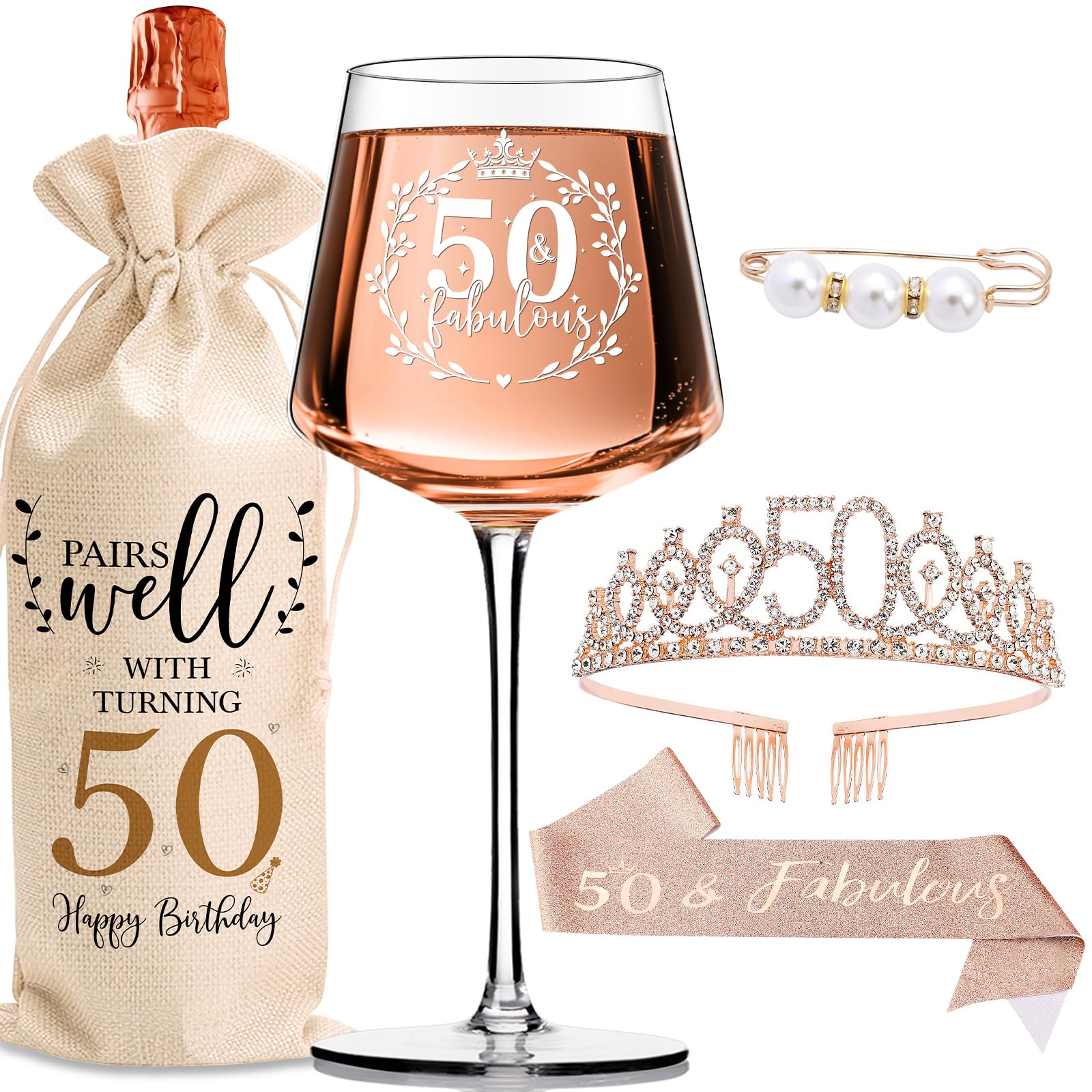Copa de vino cristal libre de plomo de Vintacicle, ideal para celebrar un 50 aniversario.