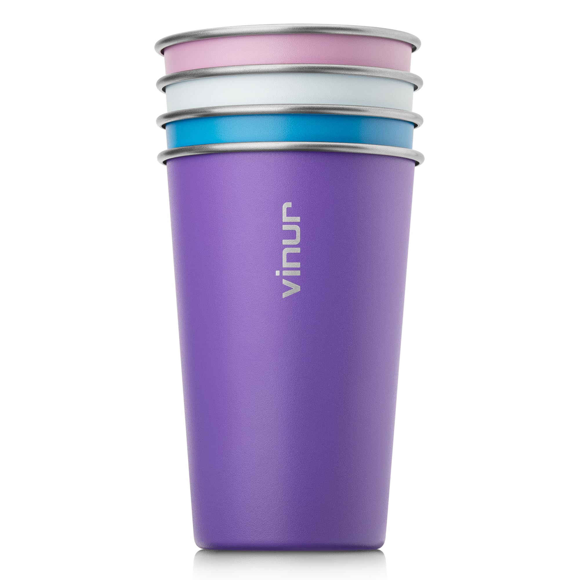 Copas VINUR 16 oz, cuatro unidades apilables para viajar.