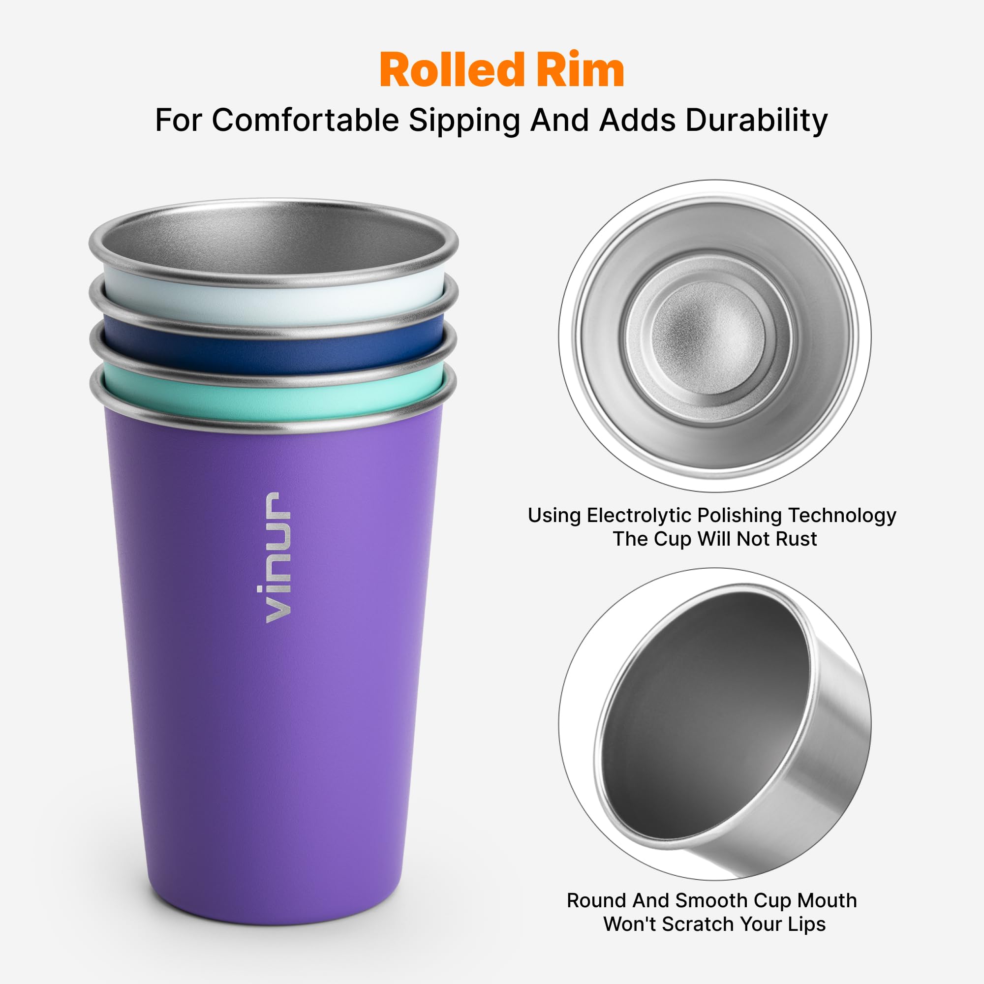 Copa VINUR con interior liso para limpieza fácil.