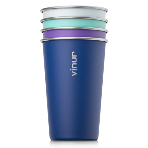 Vasos VINUR 16oz azul bebé, apilables para ahorro de espacio en casa.