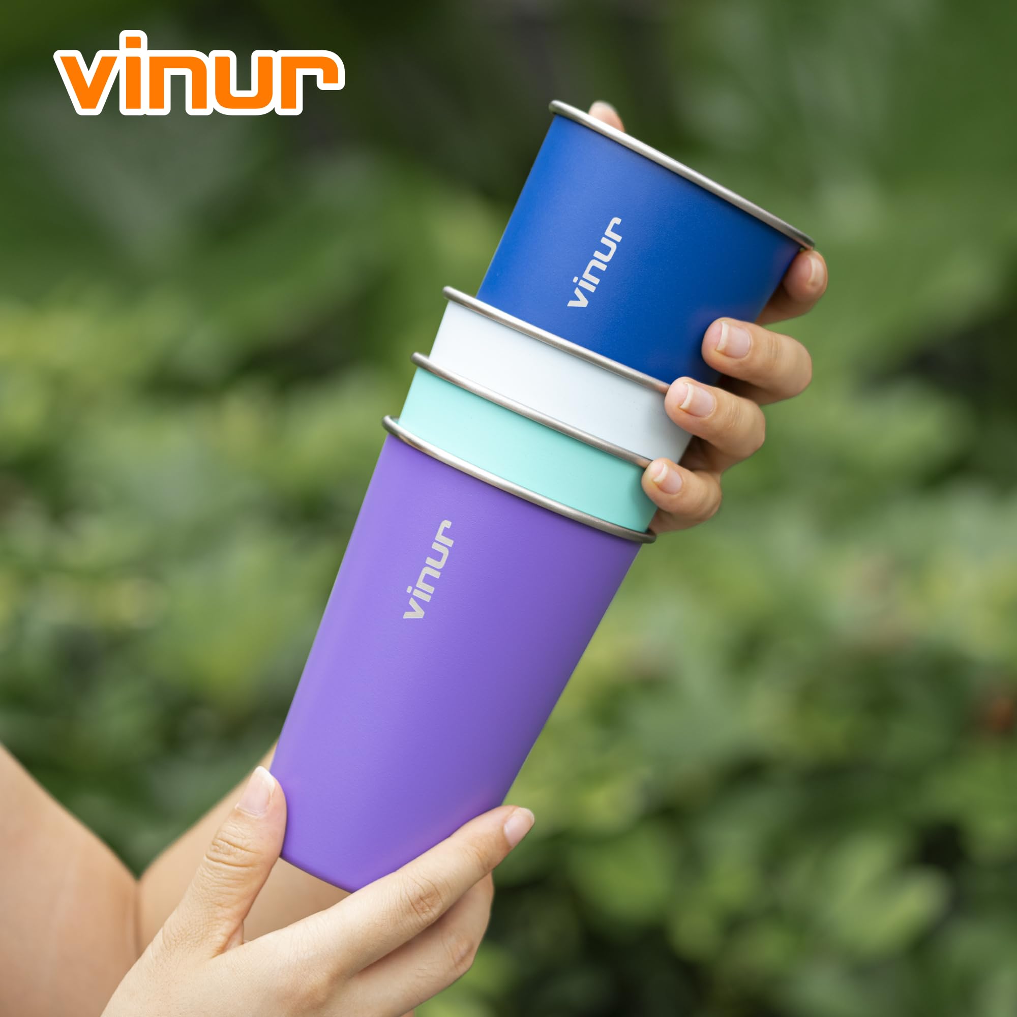 Vasos VINUR 16oz morado, ideales para picnics y playa.