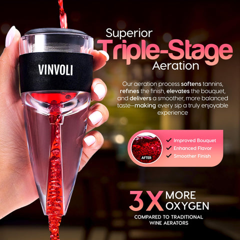 Vinvoli aerador para sommelier en casa, ideal para degustaciones y cenas.