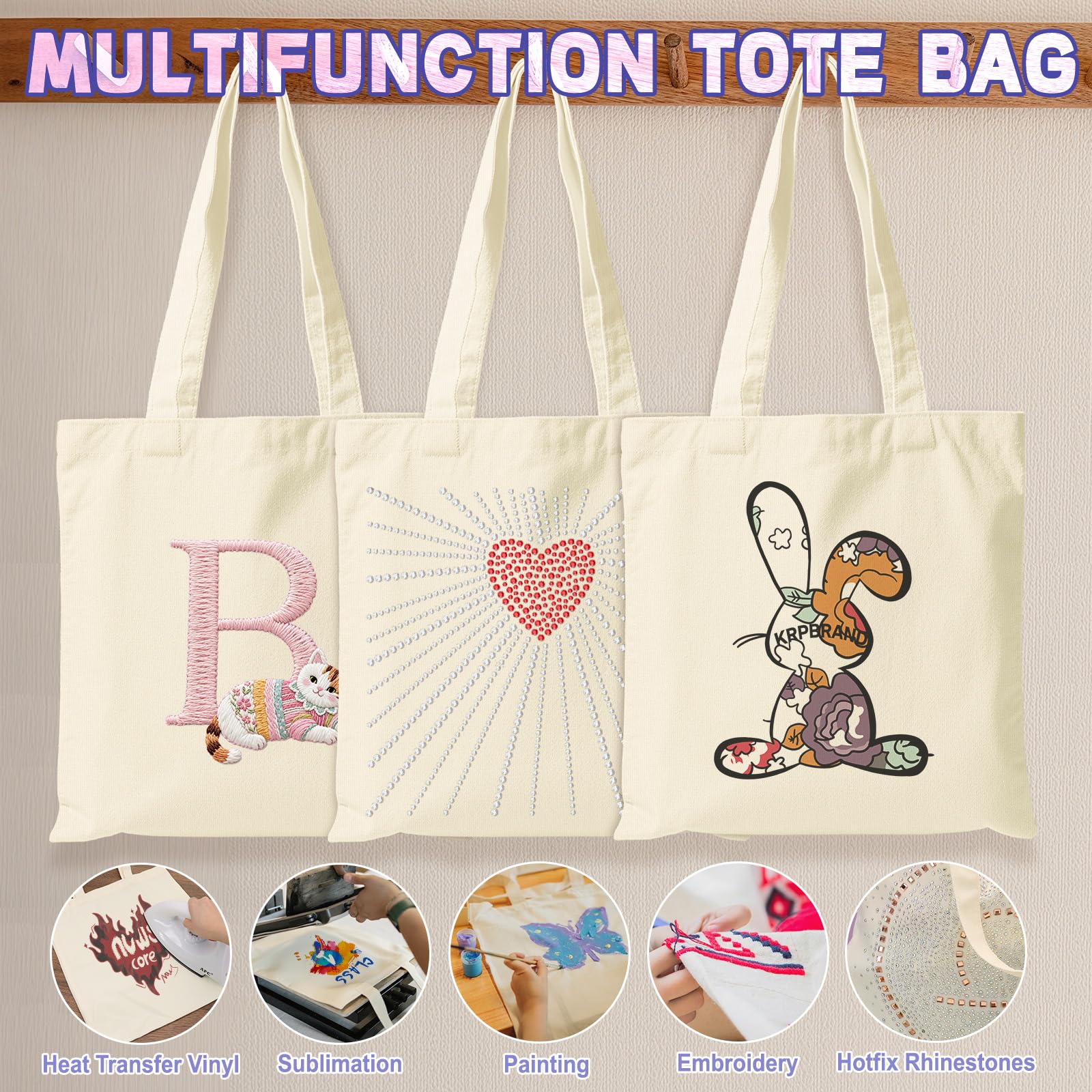 Bolsa VIOBEPASS de lona 13x15, reutilizable y duradera.