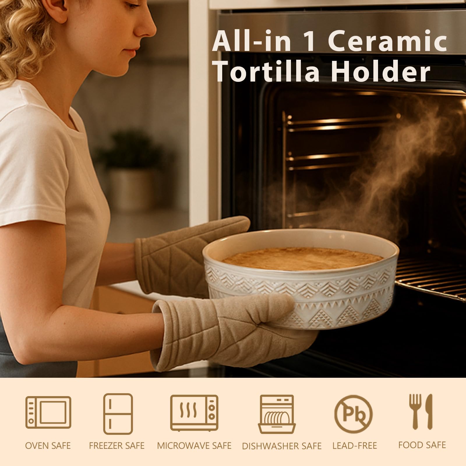Viosuniu contenedor caliente para pan mantiene pan y tortillas tibios.