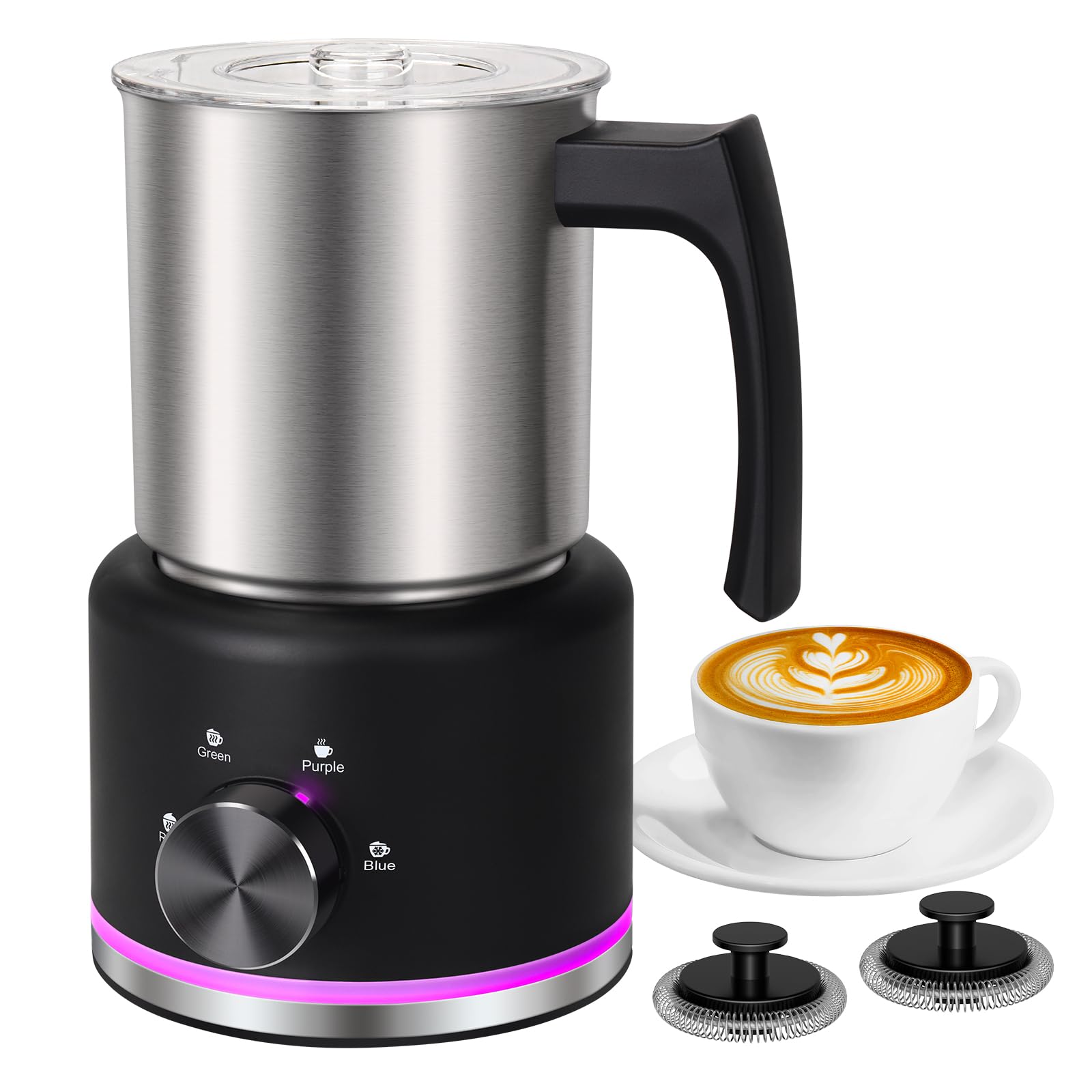 VIPDIGI espumador de leche con base magnética para espuma estable y suave.