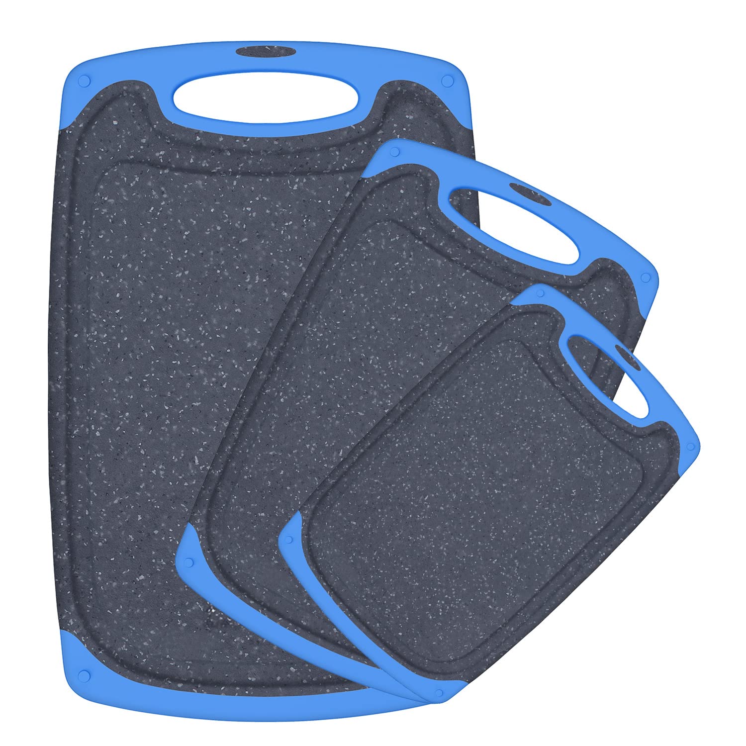Conjunto de tablas Viretang en azul para carnes, verduras y frutas.