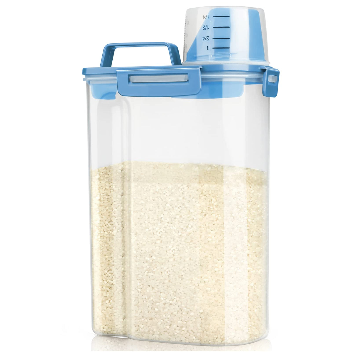 Viretec contenedor hermético con dispensador de arroz, ideal para porciones rápidas.