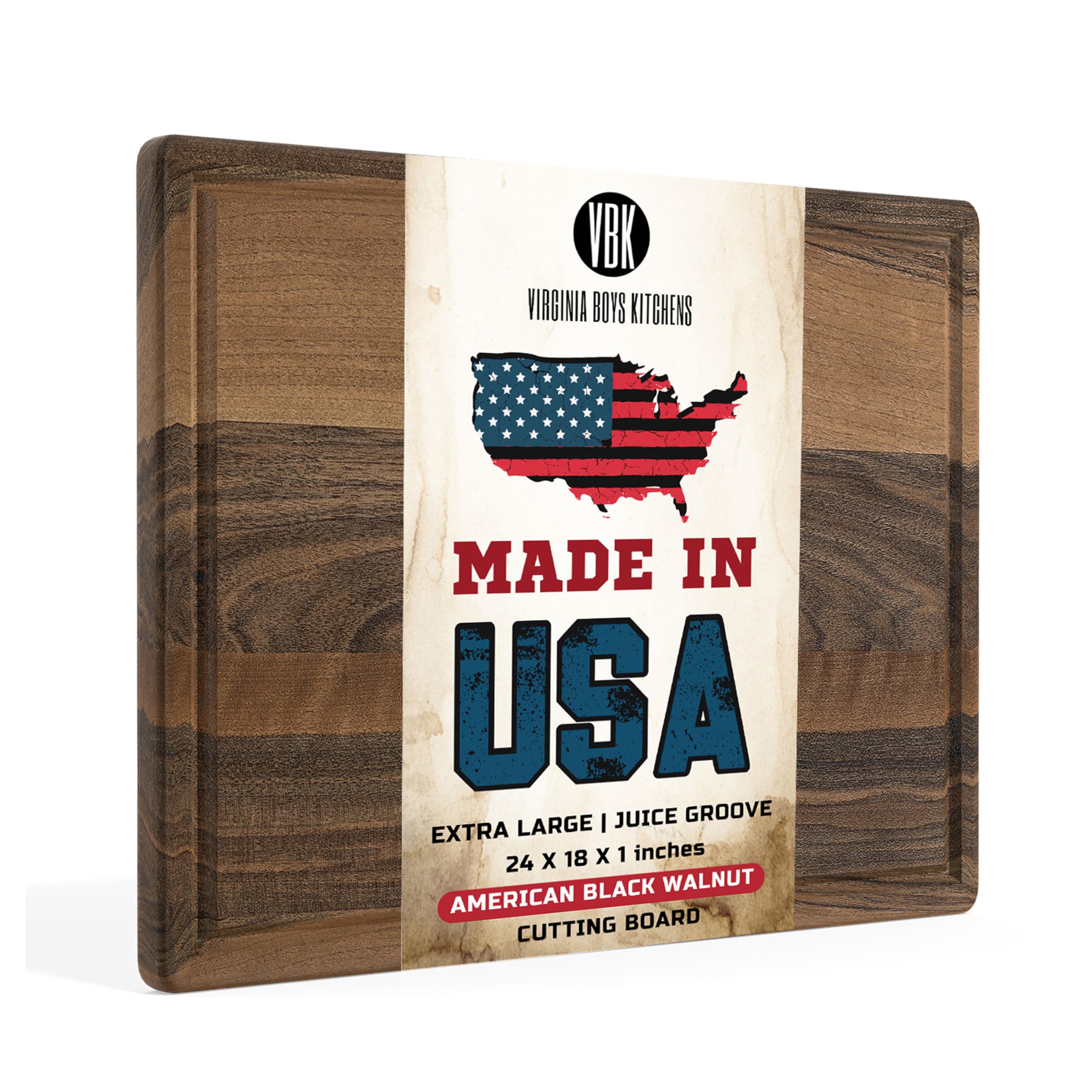 Tabla de nogal grande de Virginia Boys Kitchens, superficie amplia para cortes.