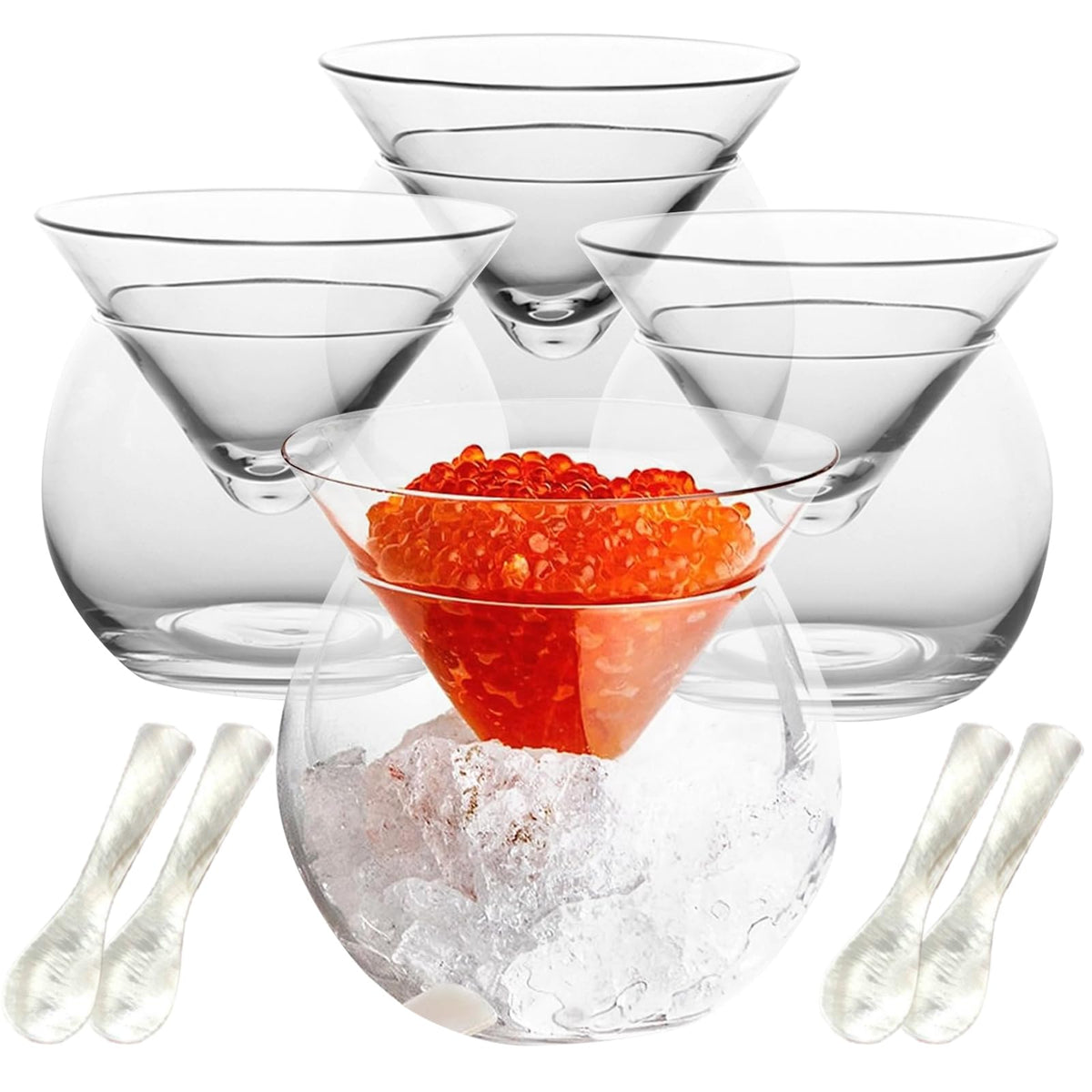 VirgoCCY set de caviar de vidrio con 8 piezas para servir en reuniones