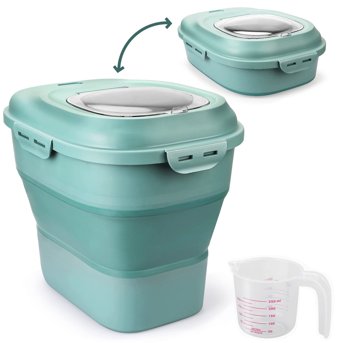 Viretec contenedor arroz capacidad plegable para ajustar espacio y almacenar porciones.
