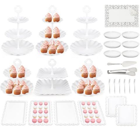 VISCOO porta pastelitos tres niveles redondo para exhibiciones elegantes en bodas