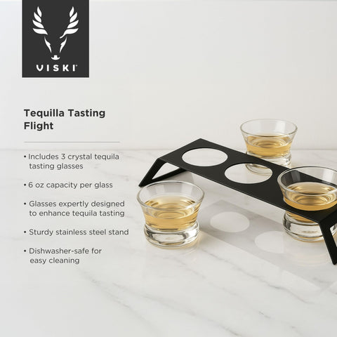 Base de acero inoxidable Viski sostiene tres vasos con estilo y orden