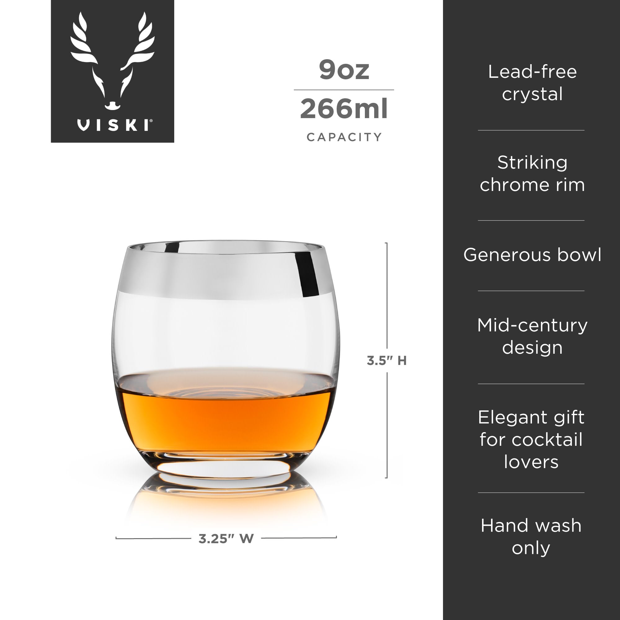 Viski Irving, diseño de mitad de siglo, vaso cristal claro para degustación.