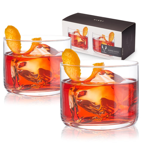 Viski negroni cristal conjunto 2, ideal para servir Negroni con cubos grandes.