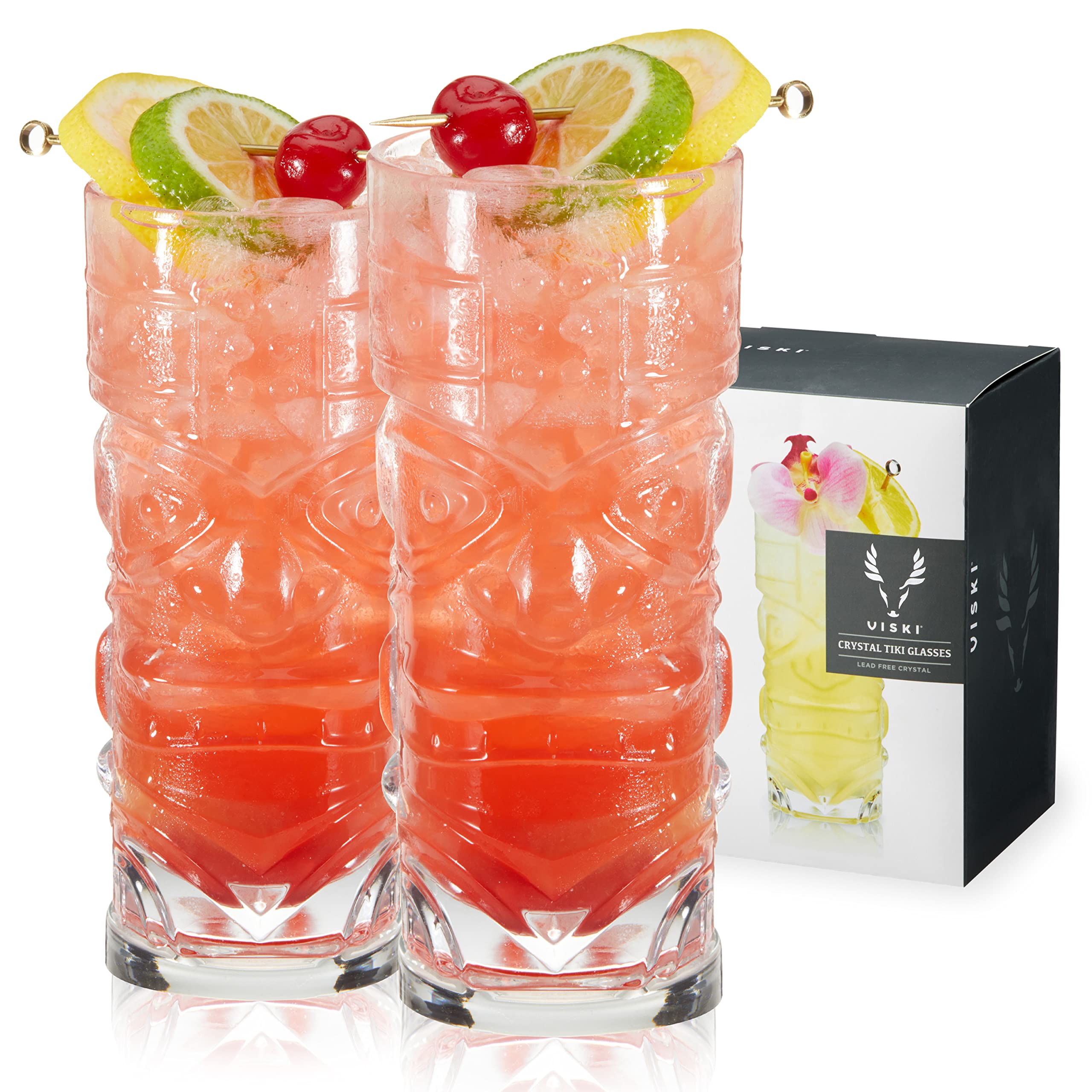Viski vasos tiki tropicales cristal claro ideales para cócteles luminosos