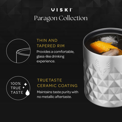 Viski Paragon vaso rocks cerámico interior, sabor puro sin gusto metálico.
