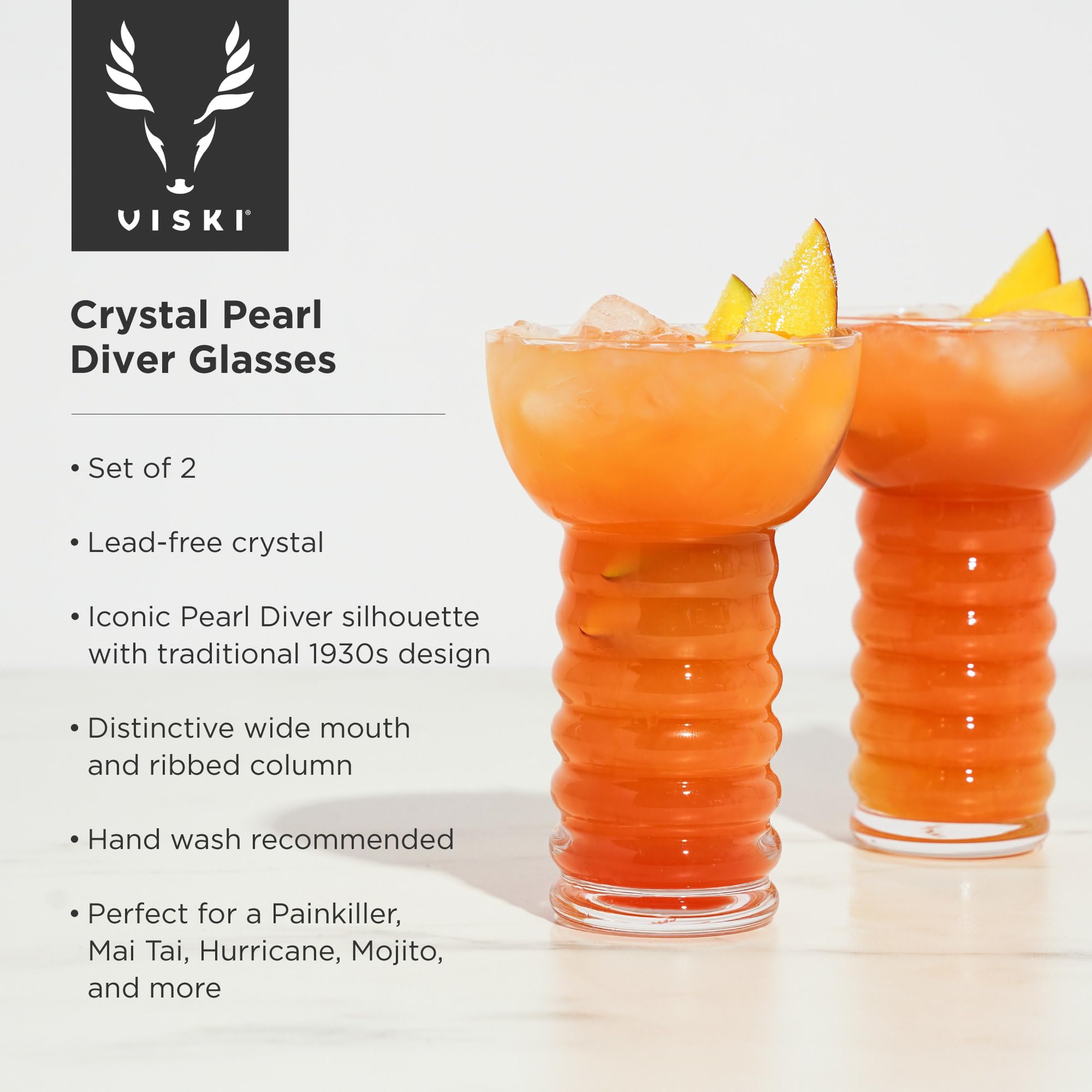 Conjunto de 2 vasos Viski Perla Diver para noches de tiki.