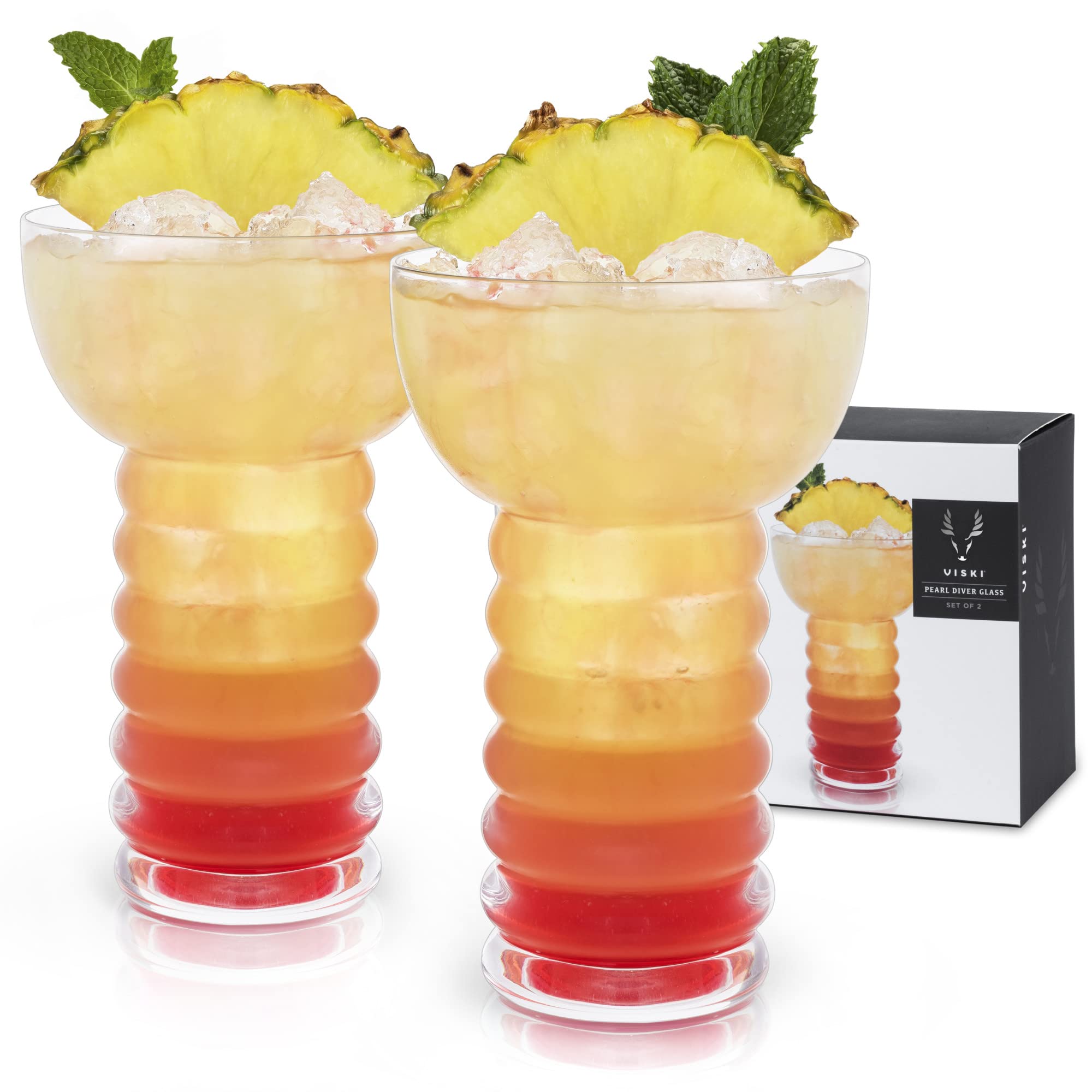 Vaso tiki Viski Perla Diver en cristal claro para cócteles en casa.