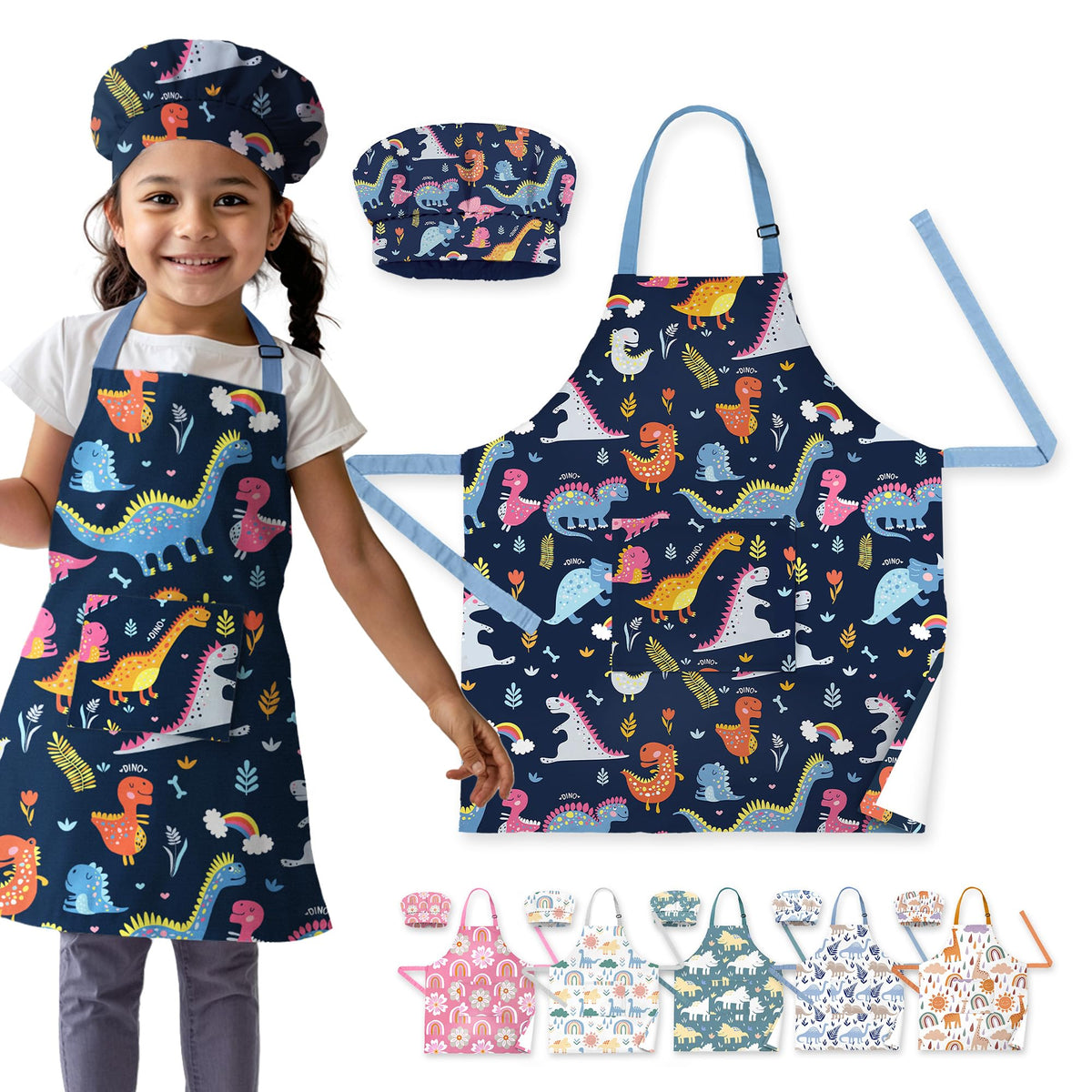 VITA ELEGANTE set-delantal-ninos-ajustable, ajuste cómodo para crecer