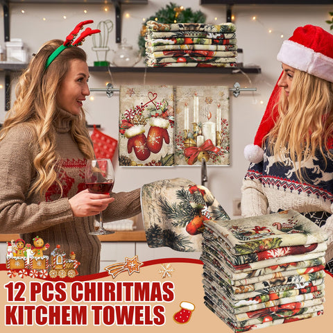 VitalCozy toallas cocina Navidad cardenal rojo, color vivo y absorbencia para secar platos