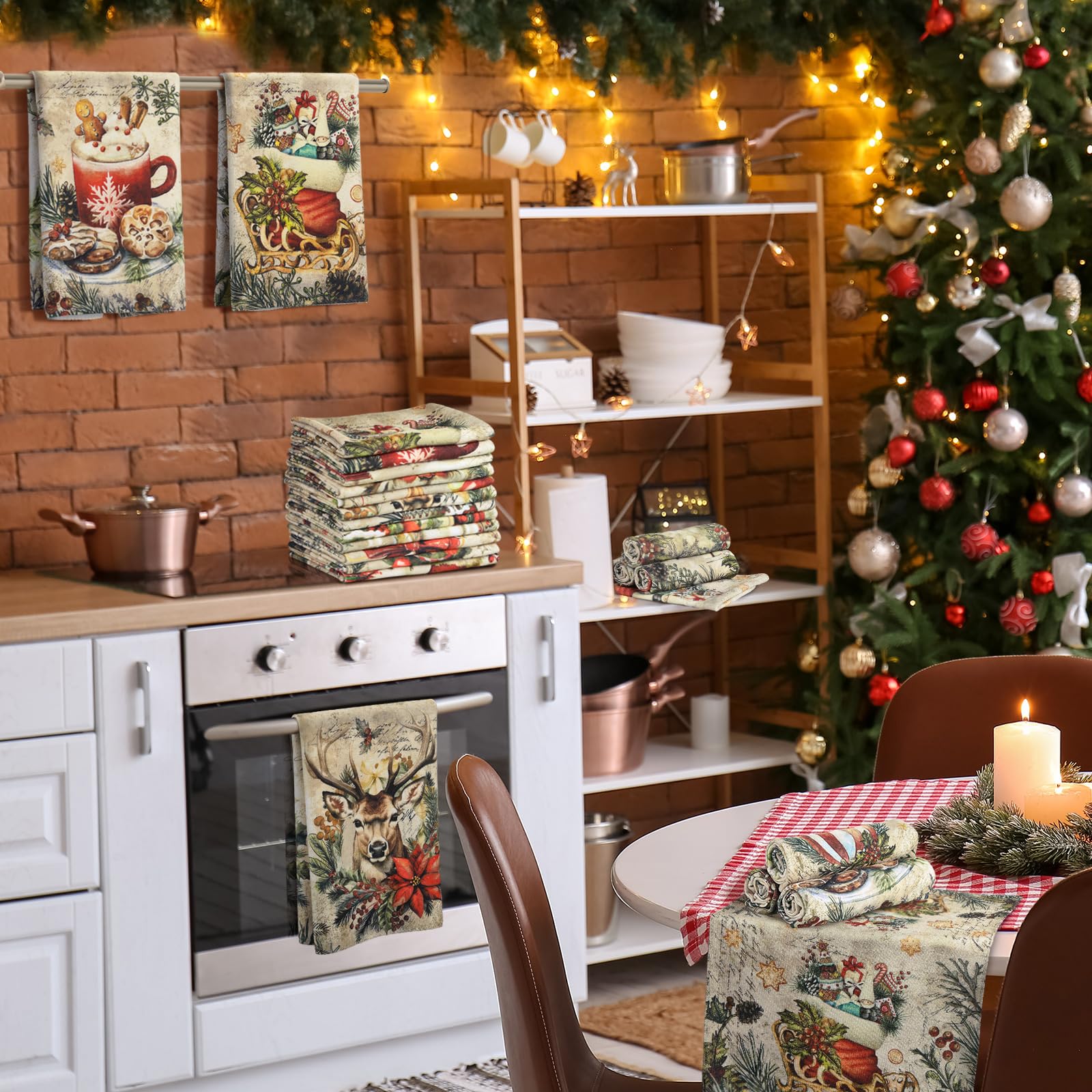 VitalCozy toallas cocina Navidad medias festivas, tamaño generoso para cubrir más superficies