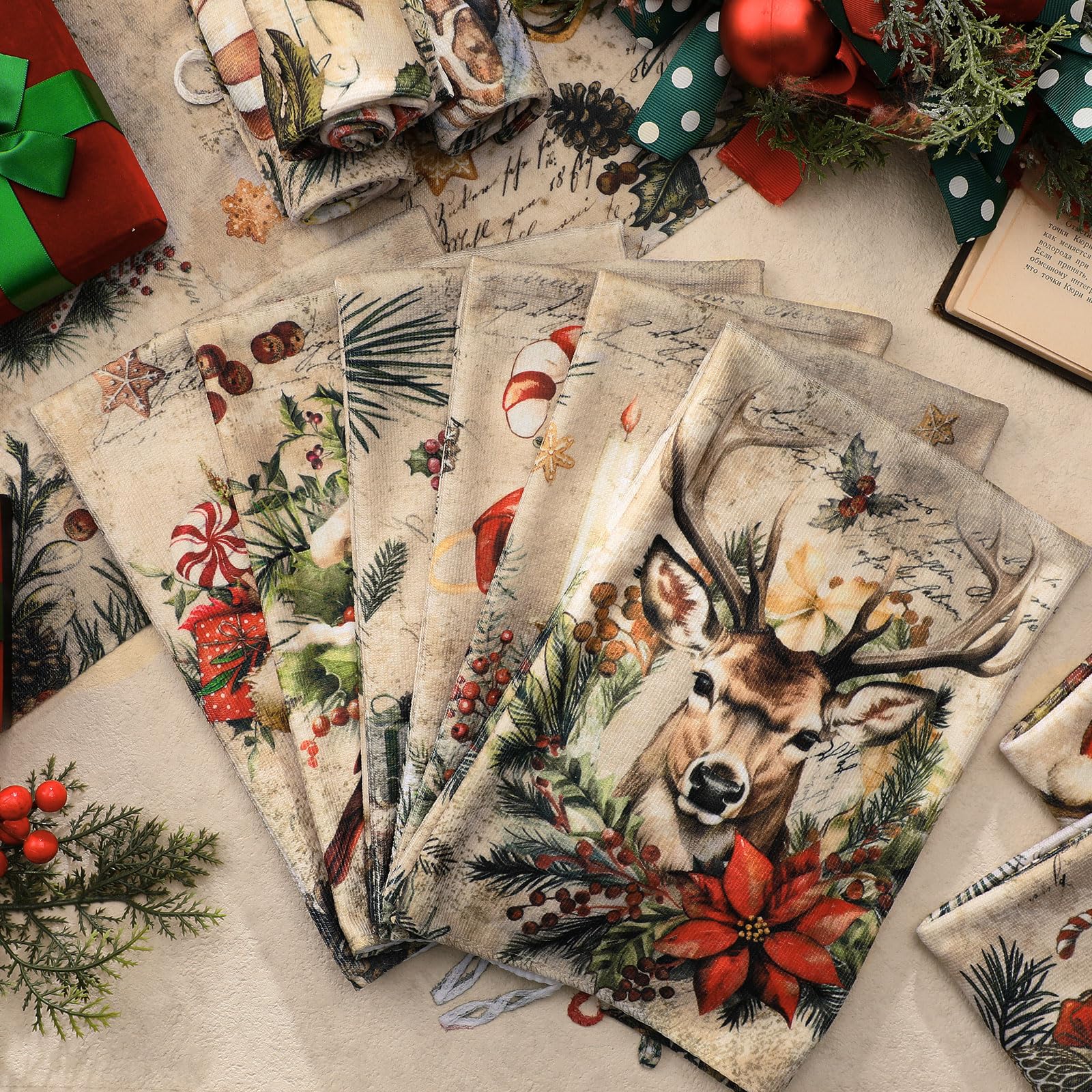 VitalCozy toallas cocina Navidad nieve, detalles retro que aportan ambiente festivo