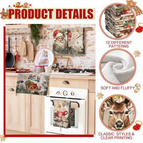 VitalCozy toallas cocina Navidad Papá Noel, práctica para secar utensilios y limpiar superficies