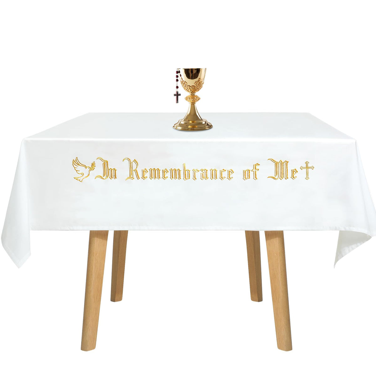 VitalCozy frontal de altar En Memoria de Mí con bordado dorado para ceremonias.